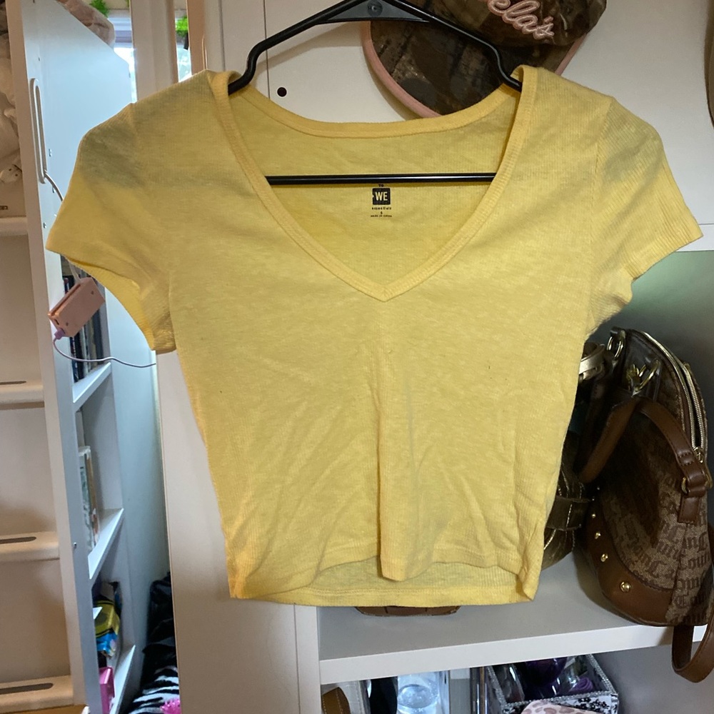 Me to We Yellow V Neck Crop Top